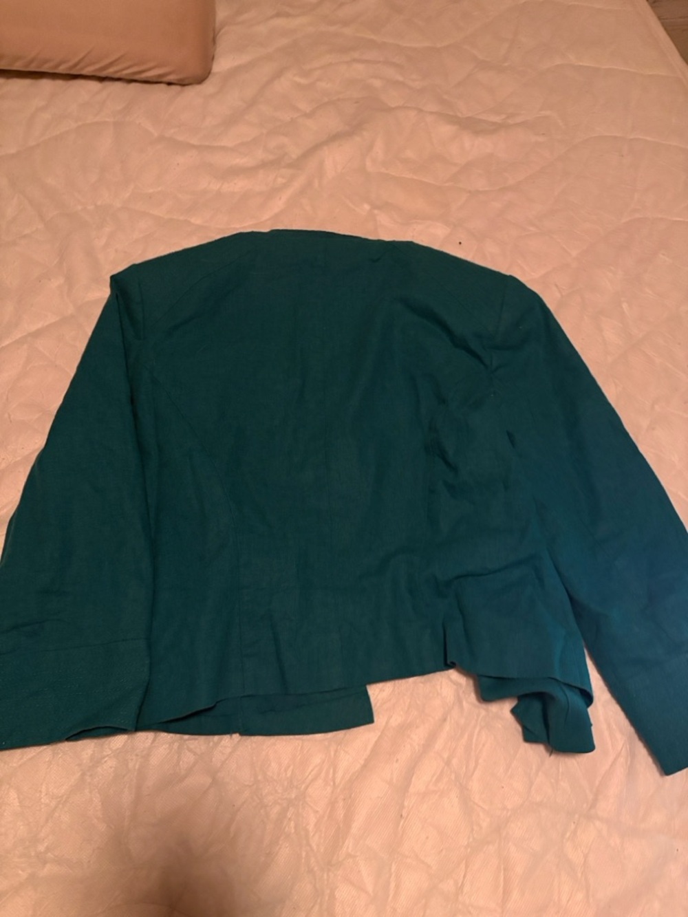 White House Black Market Teal Open-Front Cropped Blazer - Picture 5 of 5